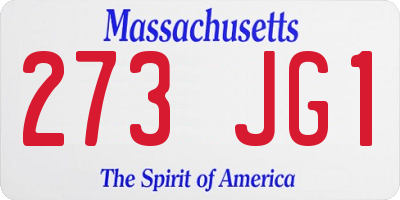 MA license plate 273JG1