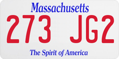 MA license plate 273JG2