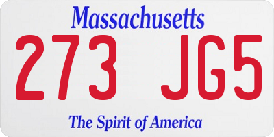 MA license plate 273JG5
