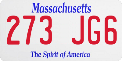 MA license plate 273JG6