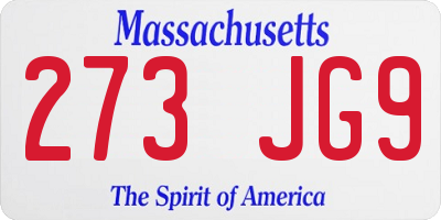 MA license plate 273JG9