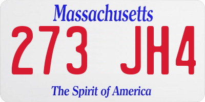 MA license plate 273JH4
