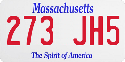 MA license plate 273JH5
