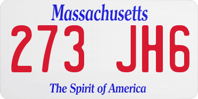 MA license plate 273JH6