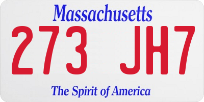 MA license plate 273JH7