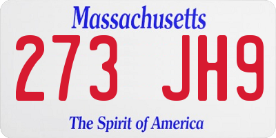 MA license plate 273JH9