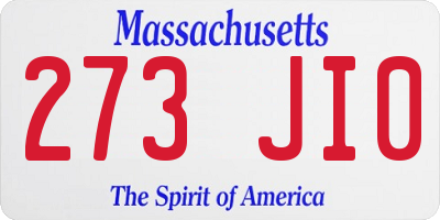 MA license plate 273JI0