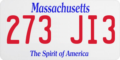 MA license plate 273JI3
