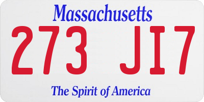 MA license plate 273JI7