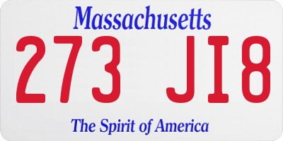 MA license plate 273JI8