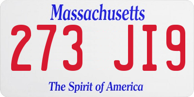 MA license plate 273JI9