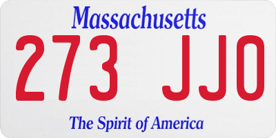 MA license plate 273JJ0