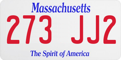MA license plate 273JJ2