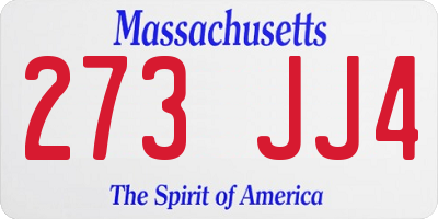 MA license plate 273JJ4