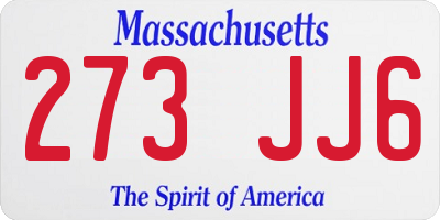 MA license plate 273JJ6