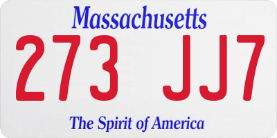 MA license plate 273JJ7