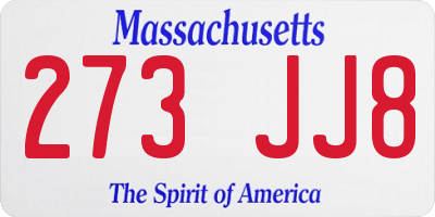 MA license plate 273JJ8