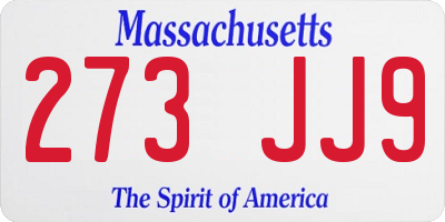 MA license plate 273JJ9