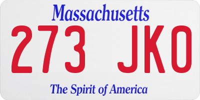 MA license plate 273JK0