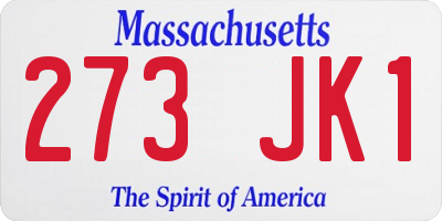 MA license plate 273JK1