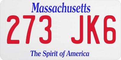 MA license plate 273JK6