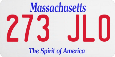 MA license plate 273JL0