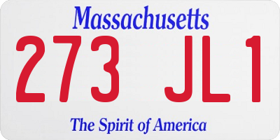 MA license plate 273JL1