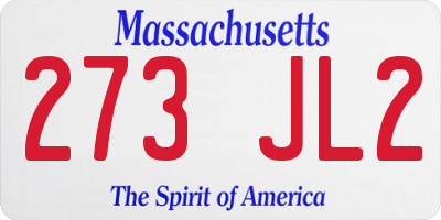 MA license plate 273JL2