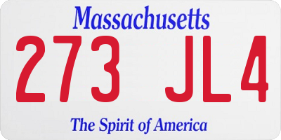MA license plate 273JL4