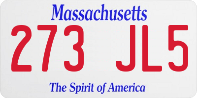 MA license plate 273JL5
