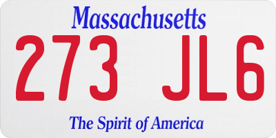 MA license plate 273JL6