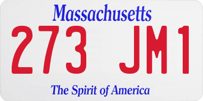MA license plate 273JM1