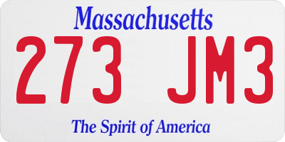 MA license plate 273JM3