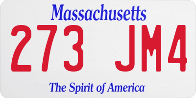 MA license plate 273JM4