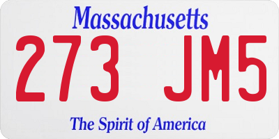 MA license plate 273JM5