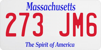 MA license plate 273JM6
