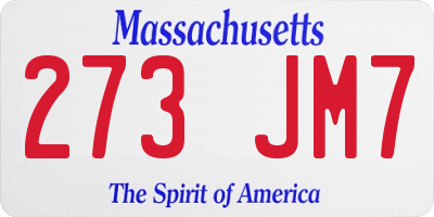 MA license plate 273JM7