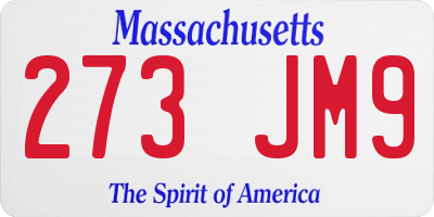 MA license plate 273JM9