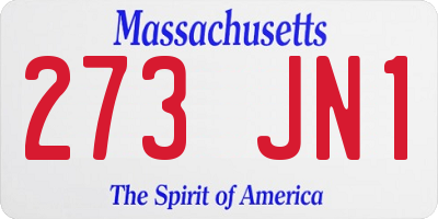 MA license plate 273JN1