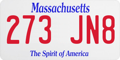 MA license plate 273JN8