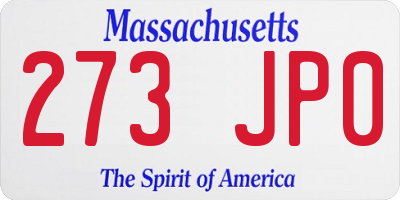 MA license plate 273JP0