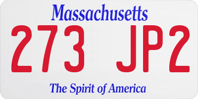 MA license plate 273JP2