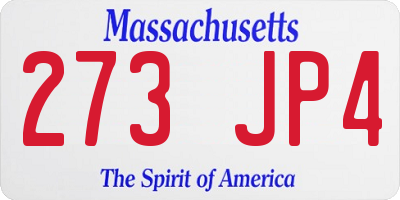 MA license plate 273JP4