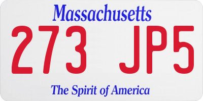 MA license plate 273JP5