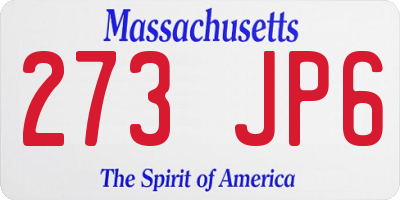 MA license plate 273JP6