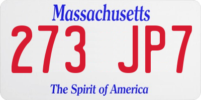 MA license plate 273JP7
