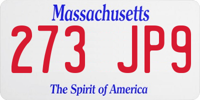MA license plate 273JP9