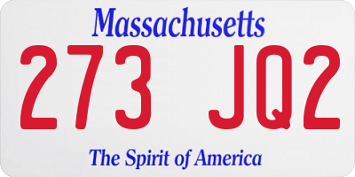 MA license plate 273JQ2