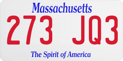 MA license plate 273JQ3