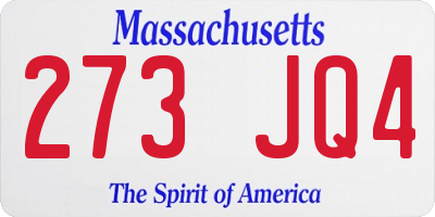 MA license plate 273JQ4